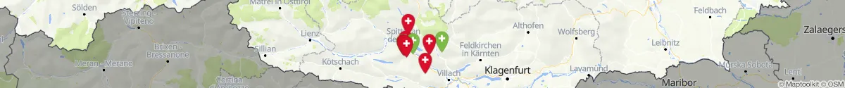 Kartenansicht für Apotheken-Notdienste in der Nähe von Radenthein (Spittal an der Drau, Kärnten)